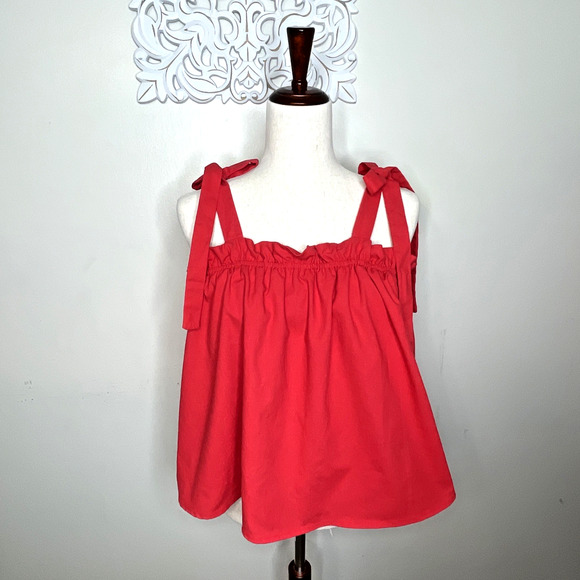 The Good Jane Tops - THE GOOD JANE Women's size MEDIUM off Shoulder TOP Sleeveless Bow Strap RED